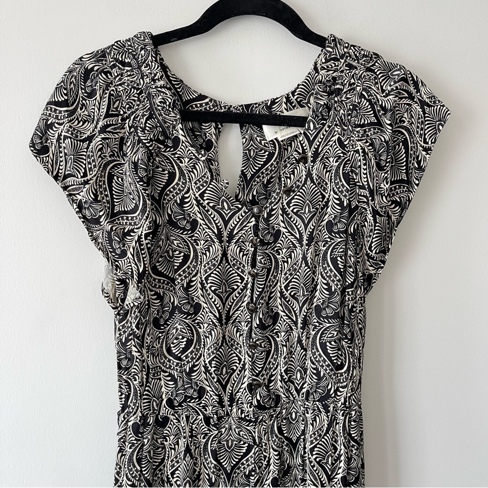 ❌SOLD❌ Anthropologie Zadie Black and cream Short sleeve Jumpsuit Size 4 - Picture 4 of 16